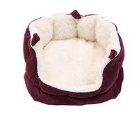 TOPINCN Petit Animal Lit d'hiver Chaud Maison canapé Lavable au Quadrathe Lit pour Hamster de Cobayes Hamster Syrien, Velours Plus Confortable (Rouge)