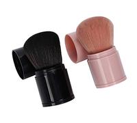 TOPINCN Pinceau à Poudre pour le Visage, 2 Pièces, Doux et Rétractable, pour Maquillage de Contour, pour Fond de Teint, Poudre Libre, Blush, Rose, Noir