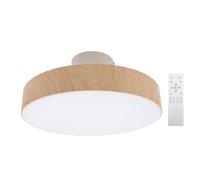 TOPINCN Plafonnier LED Moderne, Lampe Ronde Minimaliste en Grain de Bois avec 3 Températures de Couleur, Variateur en Continu, Plafonnier avec Télécommande pour Salon, Chambre à Coucher (Couleur du