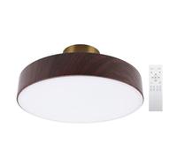 TOPINCN Plafonnier LED Moderne, Lampe Ronde Minimaliste en Grain de Bois avec 3 Températures de Couleur, Variateur en Continu, Plafonnier avec Télécommande pour Salon, Chambre à Coucher (Couleur