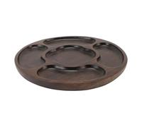 TOPINCN Plateau de Service ébène Sectionnel, Plateau de Chips et Trempette, Plateau de Collation Apéritif divisé en Plaque de Bois Rond divisé Dessert Plat Plateaux de Service (B)