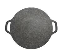 TOPINCN Poêle à Griller Coréenne, Plaque de Cuisson Ronde à Texture Striée, Revêtement en Aluminium Massif moulé sous Pression à 6 Couches pour Les Soirées Barbecue (38cm)