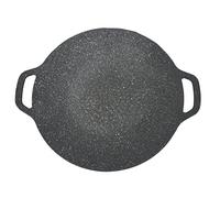 TOPINCN Poêle à Griller Coréenne, Plaque de Cuisson Ronde à Texture Striée, Revêtement en Aluminium Massif moulé sous Pression à 6 Couches pour Les Soirées Barbecue (34cm)