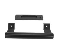 TOPINCN Poignée de Porte de Grange Double Face Poignée de Traction Universelle en Alliage D'aluminium Noir Plaque Arrière Plate de 6 Mm D'épaisseur Matériel Robuste pour Porte