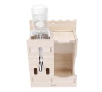 TOPINCN Porte-Bouteille d'eau pour Hamster avec Base Lestée et Support en Bois Compact pour Une Hydratation sans Déversement, Mangeoire 2 en 1 pour Petits Animaux de Compagnie