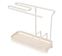 TOPINCN Porte-éponge, Organisateur D'évier en Métal avec Barre à Serviettes pour Comptoir de Cuisine, vanité de Salle de Bain, pour Garder les éponges, les Brosses, les Serviettes à (lait jaune)