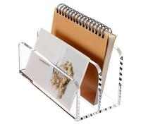 TOPINCN Porte-mail en Acrylique, 2 Compartiments Organisateurs de Bureau de Trieur de Courrier pour Trier le Courrier, Support de Porte-greffier de Bureau avec Base Anti-glissement pour