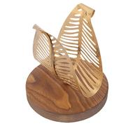 TOPINCN Porte-Serviette avec Base en Bois, Support de Tissu en Forme de Feuille Dispensateur de Serviette Debout en Métal pour Stockage en Papier, Distributeur de Tissus pour le café