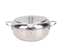 TOPINCN Pot de Friture 201 Pot de Friteuse en Acier Inoxydable avec Double Oreille Petite Friteuse avec un Thermomètre à Gouttes de Draineur D'huile pour Tempura