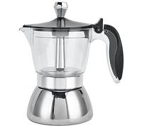 TOPINCN Pot Moka, Cafetière 4 Tasses Cafetière en Acier Inoxydable Plaque de Cuisson en Cristal Dessus en Verre Moka Pot Cafetière Fournitures de Cuisine