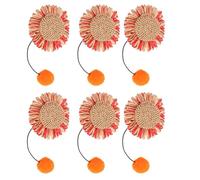 TOPINCN Recharges de Baguette de Rechange pour Chat Teaser 6 Pièces Jouet Interactif pour Chat Tournesol avec Tissu Anti-Morsure Pompon Pendant pour Jeu Intérieur Extérieur Renfor (Rouge)
