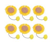 TOPINCN Recharges de Baguette de Rechange pour Chat Teaser 6 Pièces Jouet Interactif pour Chat Tournesol avec Tissu Anti-Morsure Pompon Pendant pour Jeu Intérieur Extérieur Renfor (Yellow)