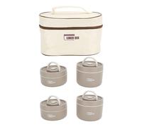 TOPINCN Récipient à Déjeuner isolé en Acier Inoxydable 304 avec Sac Thermique, Conteneurs à Déjeuner Scellés, Boîte à Thermique Ronde Portable Multifonction (Couleur café