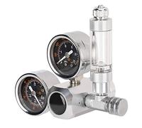 TOPINCN Régulateur de CO2 pour Aquarium, Affichage à Double Jauge, Compteur de Bulles, Clapet Anti-Retour G5/8 W21.8, Interface Appropriée, Argent (Grande Table Double Ordinaire, Interface w21.8)