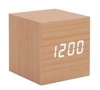 TOPINCN Réveil en Bois à Affichage LED, Horloge Intelligente Portable en Bois pour la Maison et le Bureau, Mini Réveil Multifonctionnel, 3 Niveaux de luminosité, Couleur Blanche