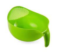 TOPINCN Rondelle de Riz Passoire Bol avec Poignée Rince en Plastique avec égouttoirs Latéraux Petite Passoire Filtre Panier pour le Nettoyage des Légumes Fruits Haricots de Riz Outils (Grand Vert)