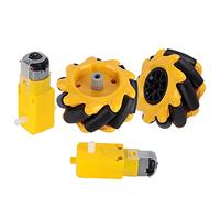 TOPINCN Roue de Moteur à Engrenages TT, Fonctionnement Fluide, Bricolage de Voiture Intelligente, Roue Mecanum Jaune Noir 60mm 3V-12V DC, Petit Robot