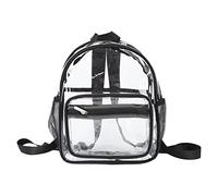 TOPINCN Sac à Dos Transparent, Bandoulière Réglable Imperméable PVC Voir à Travers Le Sac à Dos Poignée en Nylon Bas Mignon Grand Espace de Rangement pour Étudiant pour Voyage (Noir)