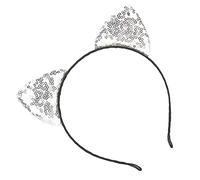 TOPINCN Serre-tête D'oreille de Chat de Fête, Cerceau de Cheveux de Chaton à Paillettes Réversibles, Décoration en Fer Attrayante pour les Cheveux des Femmes, Noël Holloween (SILVER)