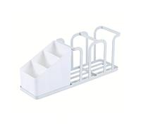 TOPINCN Station de Tasses et de Condiments, Organisateur de Tasses à 5 Compartiments, Support de et de Couvercles, Distributeur de Dosettes de café avec Support de Paille Amovible (WHITE)