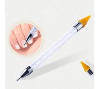 TOPINCN Stylo de Peinture à Pois pour, Sélecteur de Pierre de Cire à Ongles à Double extrémité à la Mode, Outil à Ongles en Acier Inoxydable Durable, Parfait pour les Naturels et Artificiels