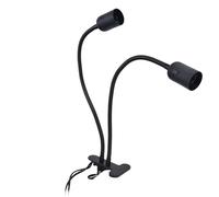 TOPINCN Support de Lampe de Bureau LED pour Bureau à Domicile, Support de Lampe à Tuyau Long Réglable Noir à Double Tête, Support de Lampe de Table avec Conception à Clip pour Fixer Le