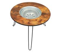 TOPINCN Table de Camping Portable, Table de Barbecue Pliable avec Pieds en Fer épais et Plateau en Bois, pour la Cuisine en Extérieur, Le Camping, Les Pique-niques, la Plage et