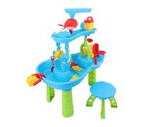 TOPINCN Table de Sable et d'eau pour Enfants, Grande Table de Jeu d'activité à 3 Niveaux avec Toboggan et Rangement, Conception Modulaire pour Jeu Intérieur et Extérieur, Jardin