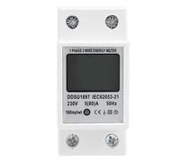 TOPINCN Testeur Numérique Intelligent de Compteur D'énergie DDSU1897, avec écran LCD, pour Usage Domestique et au Bureau, Matériau ABS, 1 Phase, 2 Fils