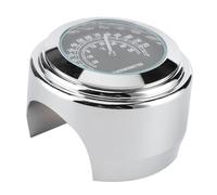TOPINCN Thermomètre à Montage sur Guidon élégant et Résistant aux Intempéries pour Moto, Alliage D'aluminium + Placage chromé (BLACK)