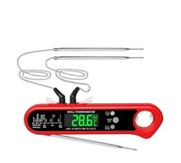TOPINCN Thermomètre à Viande Numérique, Thermomètre de Cuisson avec Deux Sondes, Lecture Instantanée 2-3 S pour Grillades et Barbecue (Rouge)