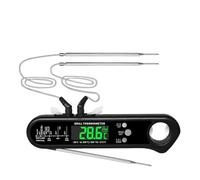 TOPINCN Thermomètre à Viande Numérique, Thermomètre de Cuisson avec Deux Sondes, Lecture Instantanée 2-3 S pour Grillades et Barbecue (Black)