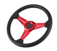 TOPINCN TOPINCN Volant de Dérive Universel 350mm/14 Pouces, Remplacement de Volant de Voiture de Course pour Sport Drifting Rouge (SILVER) (rouge)