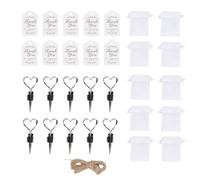 TOPINCN Toppeur de Vin en Forme de Coeur de 10 Pièces, Paquet de Fermeture de Bouteille de Boisson de Mariage, Kit de Boucle de Bière Anniversaire avec 10 Cartes de Remerciement et 10