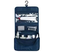 TOPINCN Trousse de Toilette, Trousse de Toilette Suspendue Trousse de Maquillage Pliable Trousse de Maquillage avec Crochet et Fourre-Tout Bleu Marine 24x18.5x9.5cm pour Voyage