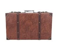TOPINCN Valise Vintage, Vieux Coffre de Rangement en Bois, Boîte à Couverture Rustique, Valise Rectangulaire, Coffre de Voyage Multifonctionnel avec Poignée en Cuir pour la Décoration