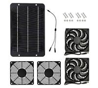 TOPINCN Ventilateur à énergie Solaire, Double Ventilateur D'extraction de Ventilation Solaire de 7 W avec Filet de Protection pour Poulailler, Niche pour Chien, Serre, Hangar, Grenier,