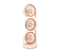 TOPINCN Ventilateur de Bureau Rechargeable USB à 3 Têtes, avec Lumière, Circulation D'Air dans Toute la Pièce à 360 °, Réglages à Plusieurs Vitesses, pour les études et le Travail en (Beige)