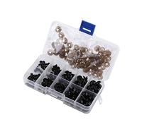 TOPINCN Yeux de Jouet en Plastique Noir avec Boîte, Yeux à Vis, Yeux de sécurité, Fabrication D'animaux en Peluche pour Marionnettes, Poupées Artisanales, 100 Pièces