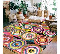 Topinged Tapis bohème coloré et Mignon Tapis Doux à Motif de Cercle Classique Chic, pour Salon Chambre vestiaire Chevet Chambre d'enfants Rouge/Rose/Jaune/vert-120 * 160 CM