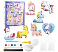 TOPJOWGA Kit de Licornes à Colorier pour Enfants avec Moule, Kit de Moulage en Plâtre, Ensembles d'artisanat de Peinture Jouet, Kit de Peinture pour Enfants, Créatifs Cadeaux pour Enfants