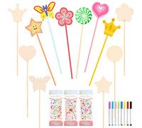 TOPJOWGA Lot de 23 baguettes magiques en bois pour bricolage - Baguettes magiques en bois pour peindre et bricoler - Accessoires de princesse