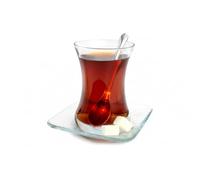 Topkapi Ajda-Sultan Lot de 18 pièces à thé turc, avec 6 verres à thé, 6 soucoupes et 6 cuillères à café, transparentes