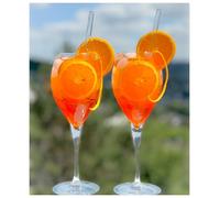 Topkapi Aperol Stella XL Lot de 6 verres à cocktail avec 6 pailles en verre, 445 ml, pour 6 personnes