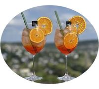 Topkapi elite Aperol Spritz Lot de 2 verres à pulvérisation Aperol de Kaan Marienborn - Taille XXL + 2 pailles en verre - Taille XXL - 1 l - Verre cristal sans plomb - Fabriqué en Allemagne