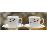 Topkapi Home - Set expresso Black Light - Décor TK-877 | 6 tasses et 6 soucoupes | - V ~ 105 ml - H ~ 6,1 cm - Merveilleux comme kit expresso, kit moka - Porcelaine - Pour 6 personnes
