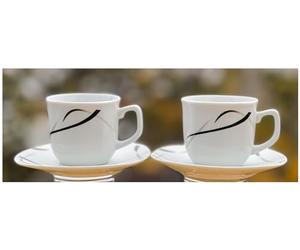 Topkapi Home - Set expresso Black Light - Décor TK-877 | 6 tasses et 6 soucoupes | - V ~ 105 ml - H ~ 6,1 cm - Merveilleux comme kit expresso, kit moka - Porcelaine - Pour 6 personnes