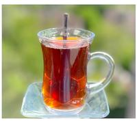 Topkapi - Lot de 18 Tasses à thé Turc Keyif-Sultan, 6 Verres à thé, 6 sous-Verres, 6 cuillères à café, Ensemble Complet