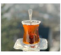 Topkapi Lot de 18 Verres à thé Turc Ebru-Sultan, 6 Verres à thé, 6 sous-Verres, 6 cuillères à café, Ensemble Complet