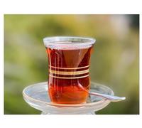 Topkapi - Lot de 18 Verres à thé Turc Leyla Sultan avec décor doré, 6 Verres à thé, 6 sous-Verres, 6 cuillères à café